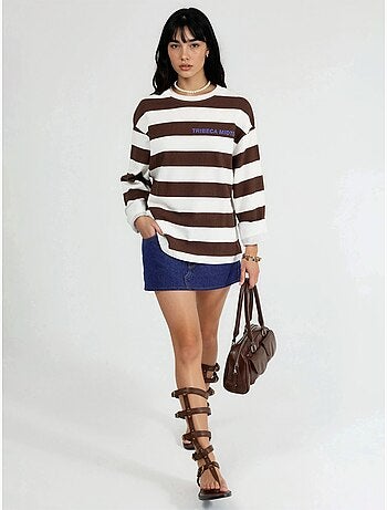 Felpa oversize a righe con girocollo busem