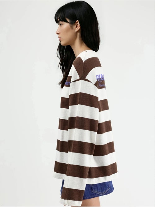 Felpa oversize a righe con girocollo busem - Kiabi