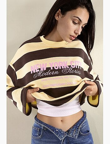 Felpa oversize a righe in 100% cotone hiccup