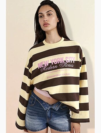 Felpa oversize a righe in 100% cotone hiccup