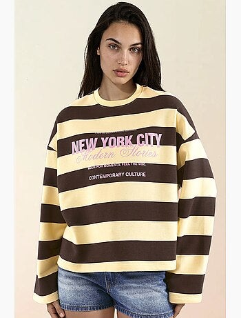 Felpa oversize a righe in 100% cotone hiccup