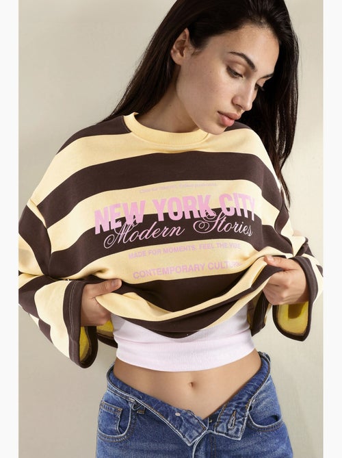 Felpa oversize a righe in 100% cotone hiccup - Kiabi Felpa oversize a righe in 100% cotone hiccup - Kiabi