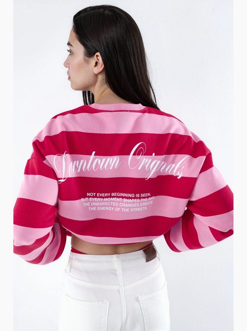 Felpa oversize a righe in 100% cotone hiccup - Kiabi Felpa oversize a righe in 100% cotone hiccup - Kiabi