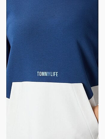 Felpa oversize color block con girocollo tommy