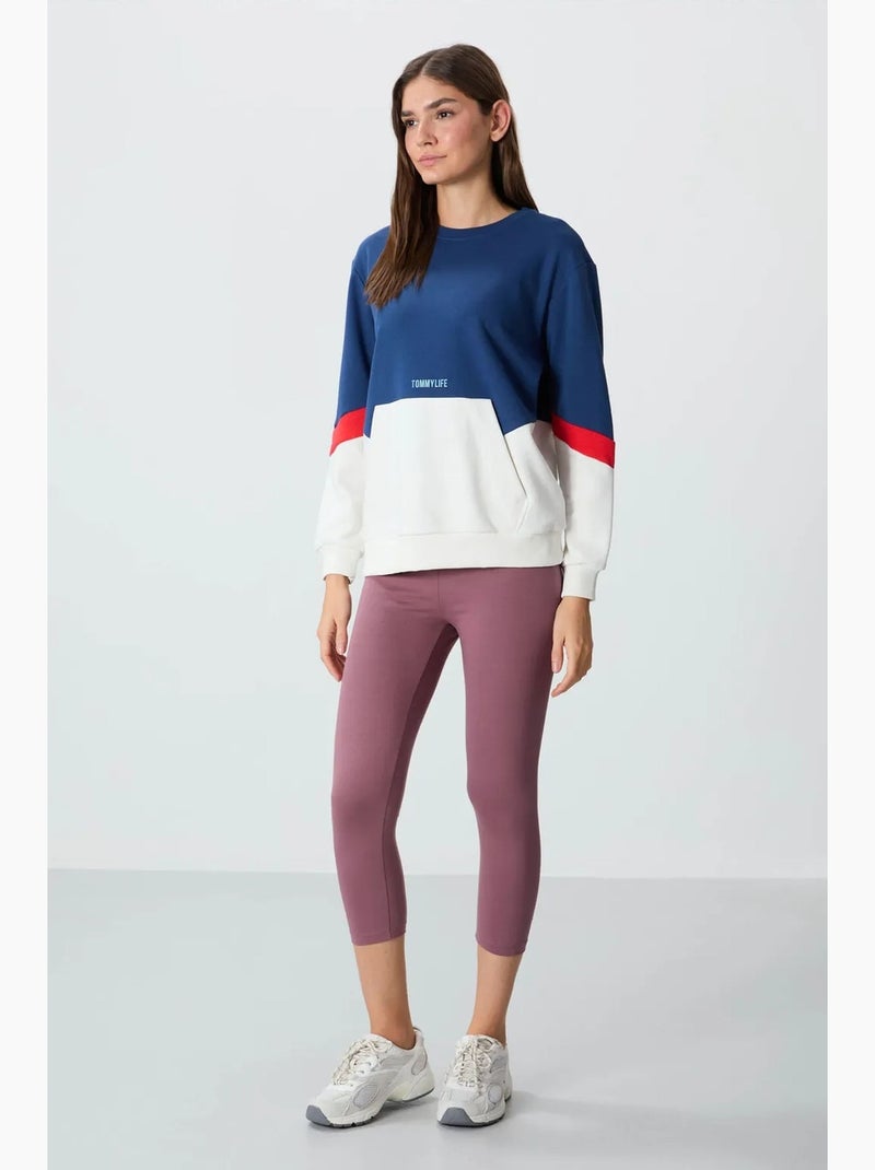 Felpa oversize color block con girocollo tommy Blu marino - Kiabi