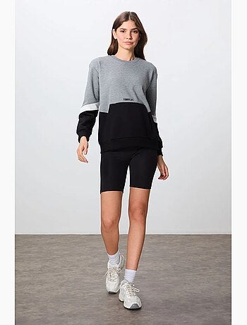 Felpa oversize color block con girocollo tommy