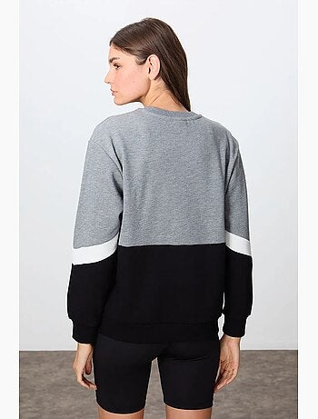 Felpa oversize color block con girocollo tommy