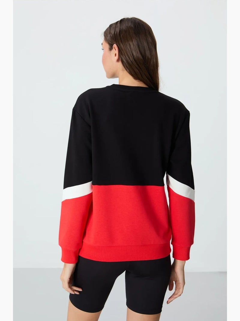 Felpa oversize color block con girocollo tommy Nero Rosso Bianco - Kiabi