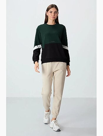 Felpa oversize color block con girocollo tommy