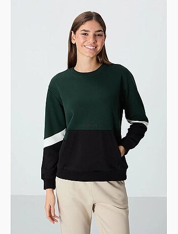 Felpa oversize color block con girocollo tommy