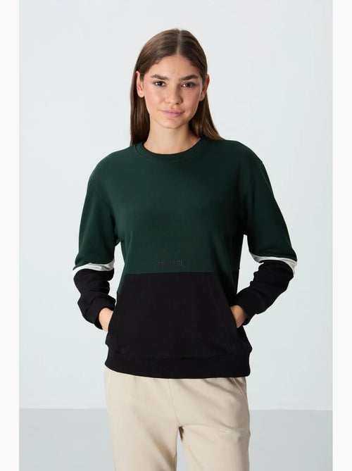 Felpa oversize color block con girocollo tommy - Kiabi Felpa oversize color block con girocollo tommy - Kiabi