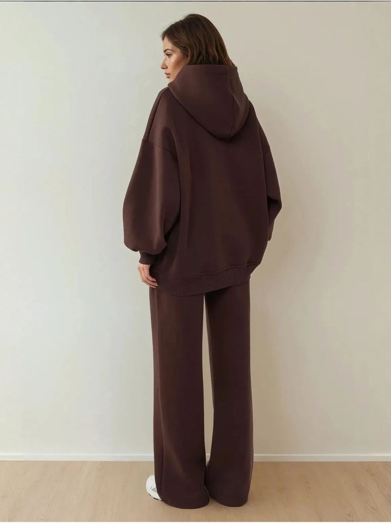 Felpa oversize con cappuccio a vestibilità ampia con tasca a marsupio hiccup Marrone - Kiabi