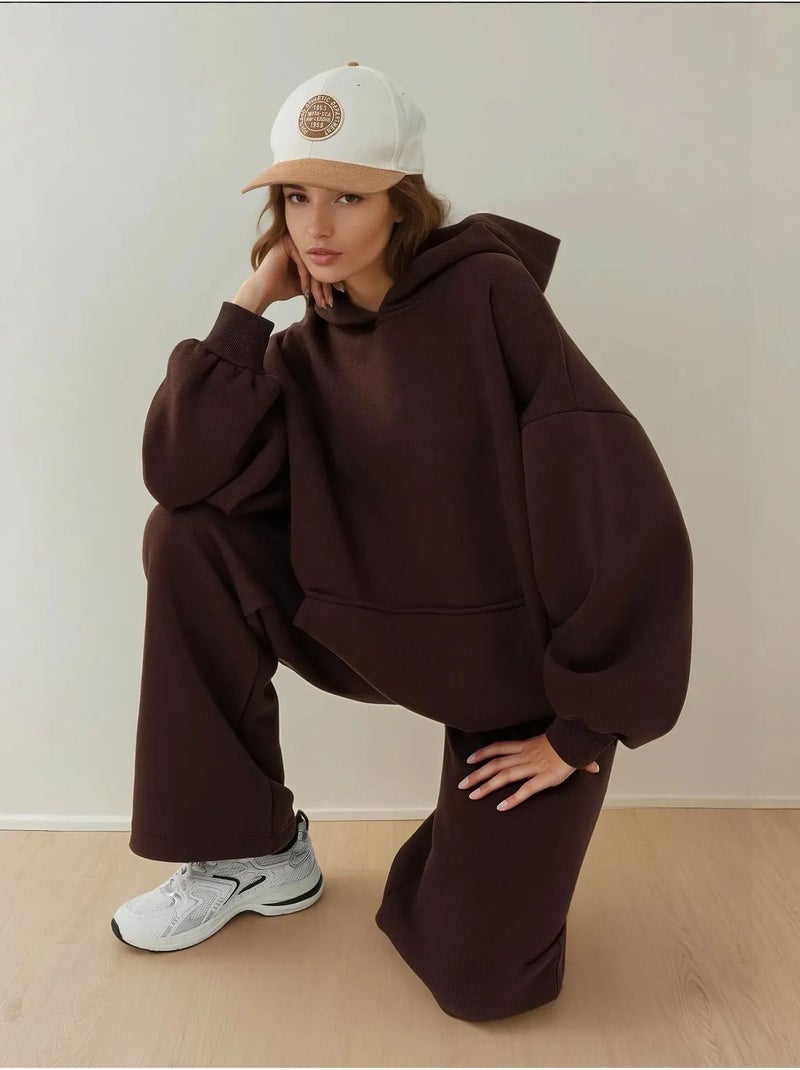 Felpa oversize con cappuccio a vestibilità ampia con tasca a marsupio hiccup Marrone - Kiabi