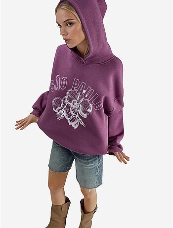 Felpa oversize con cappuccio e stampa busem