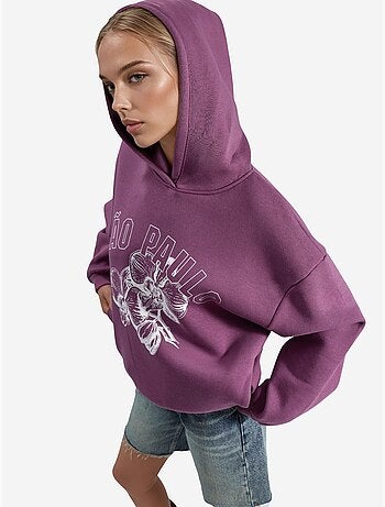 Felpa oversize con cappuccio e stampa busem