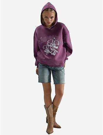 Felpa oversize con cappuccio e stampa busem