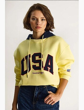 Felpa oversize con cappuccio e stampa lucci