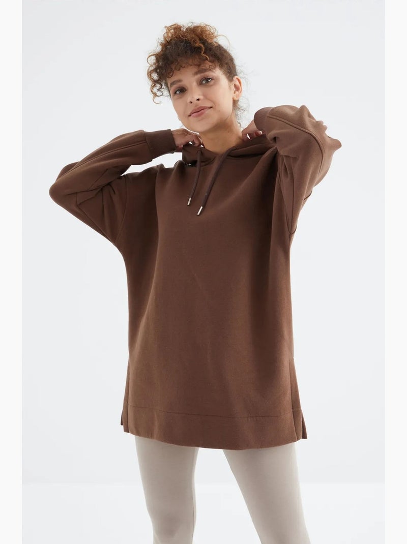 Felpa oversize con cappuccio e tasca tommy Marrone - Kiabi