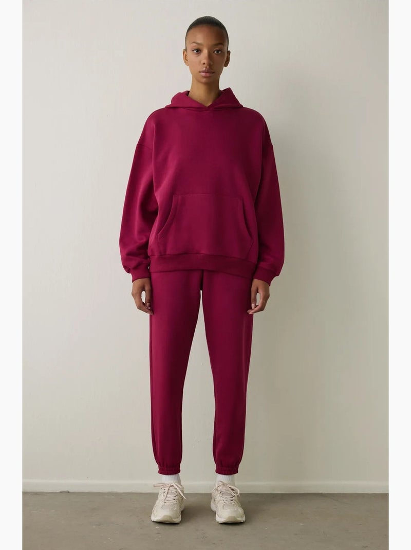 Felpa oversize con cappuccio penti Rosso bordeaux - Kiabi