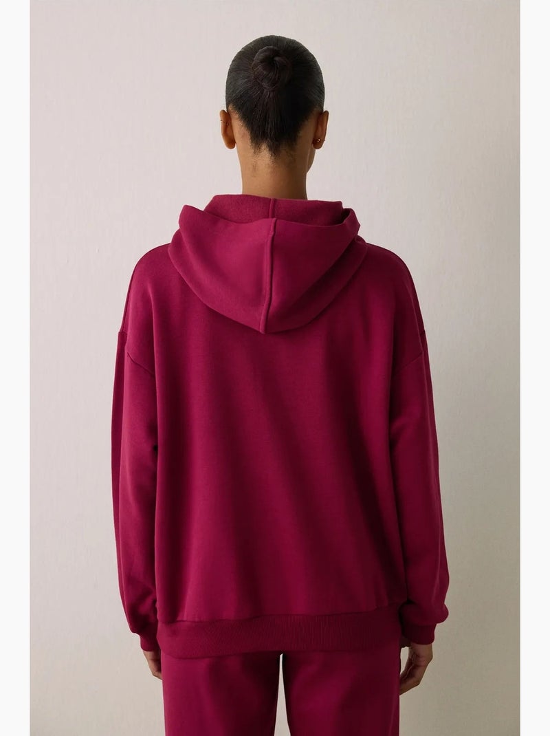 Felpa oversize con cappuccio penti Rosso bordeaux - Kiabi