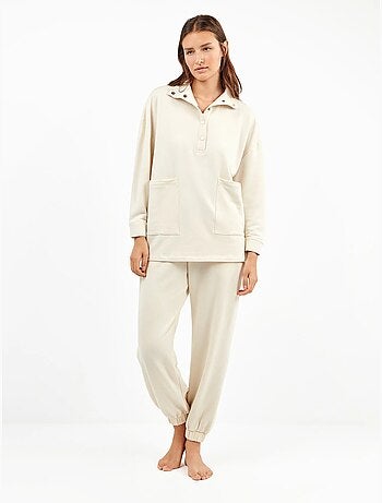 Felpa oversize con colletto a bottoni