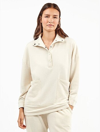 Felpa oversize con colletto a bottoni