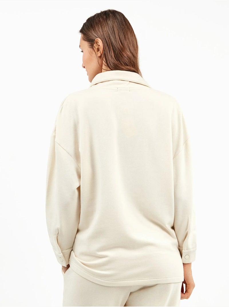 Felpa oversize con colletto a bottoni Beige - Kiabi