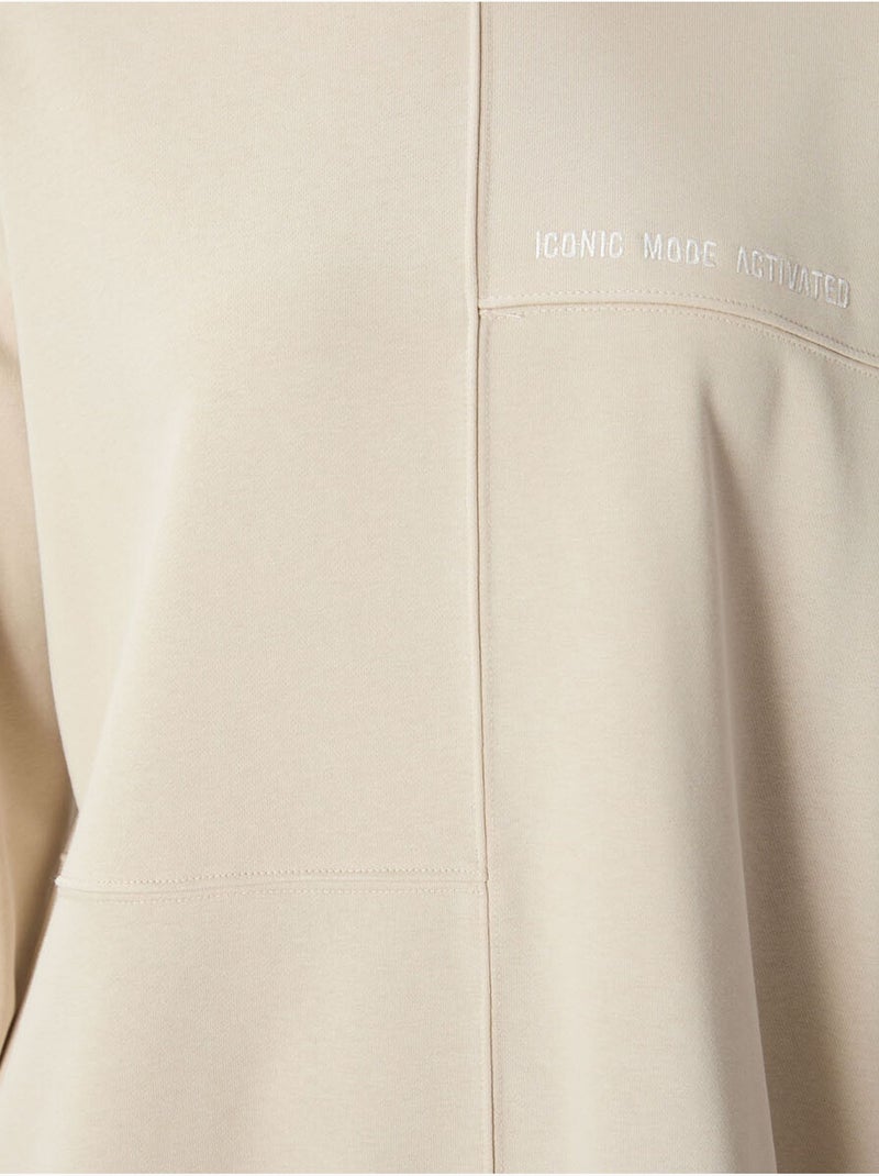 Felpa oversize con girocollo tommy Beige argilla - Kiabi