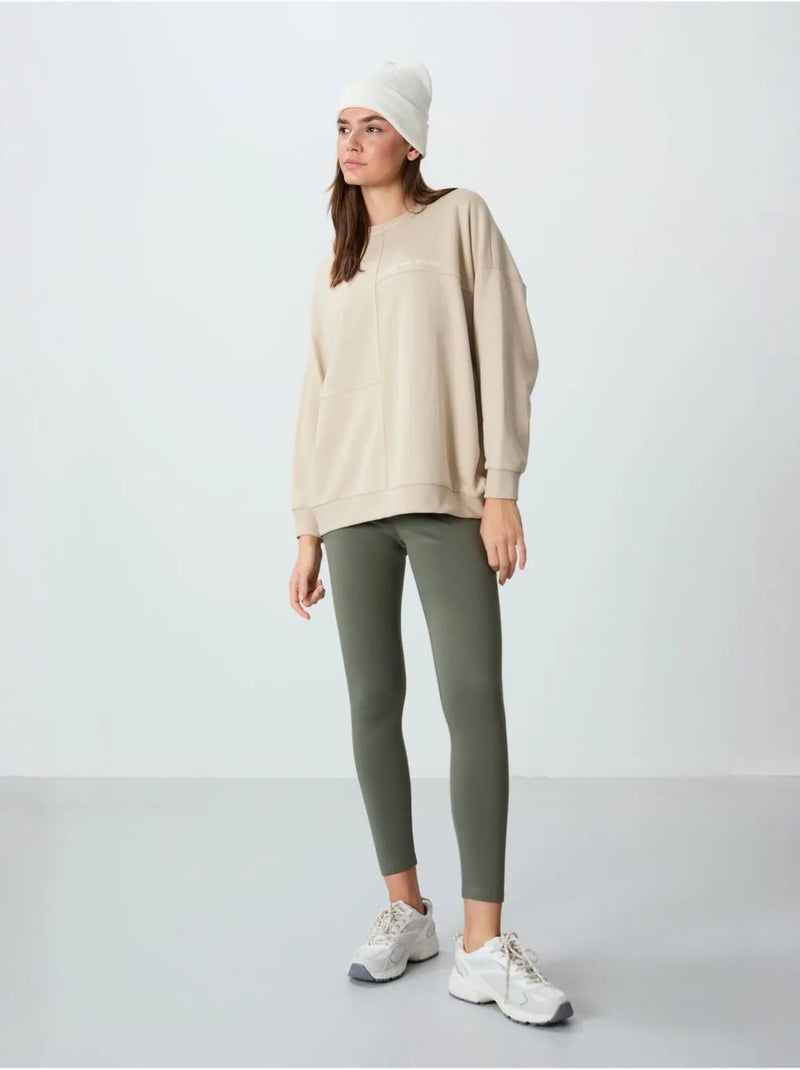 Felpa oversize con girocollo tommy Beige argilla - Kiabi