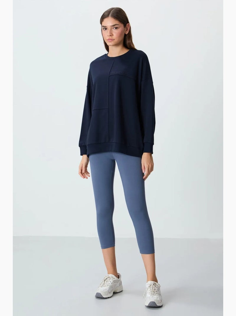 Felpa oversize con girocollo tommy Blu marino - Kiabi