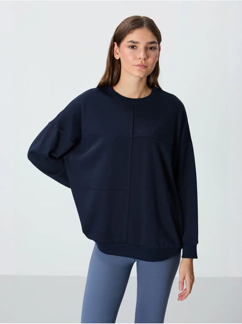 Felpa oversize con girocollo tommy Blu marino - Kiabi