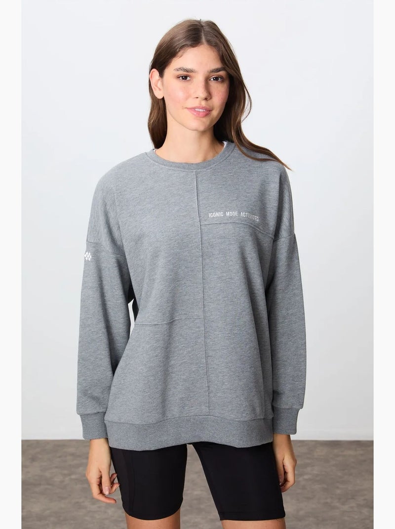 Felpa oversize con girocollo tommy Grigio - Kiabi