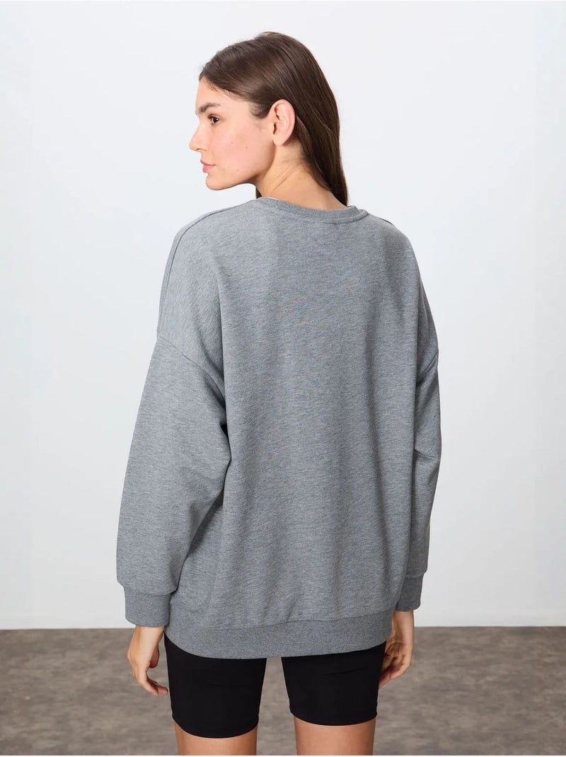 Felpa oversize con girocollo tommy Grigio - Kiabi
