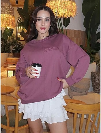 Felpa oversize con girocollo tommy