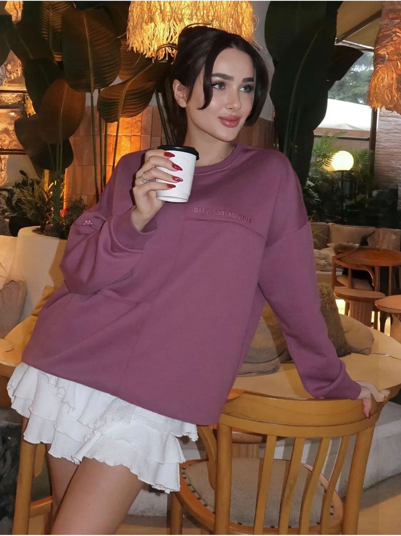Felpa oversize con girocollo tommy Malva - Kiabi