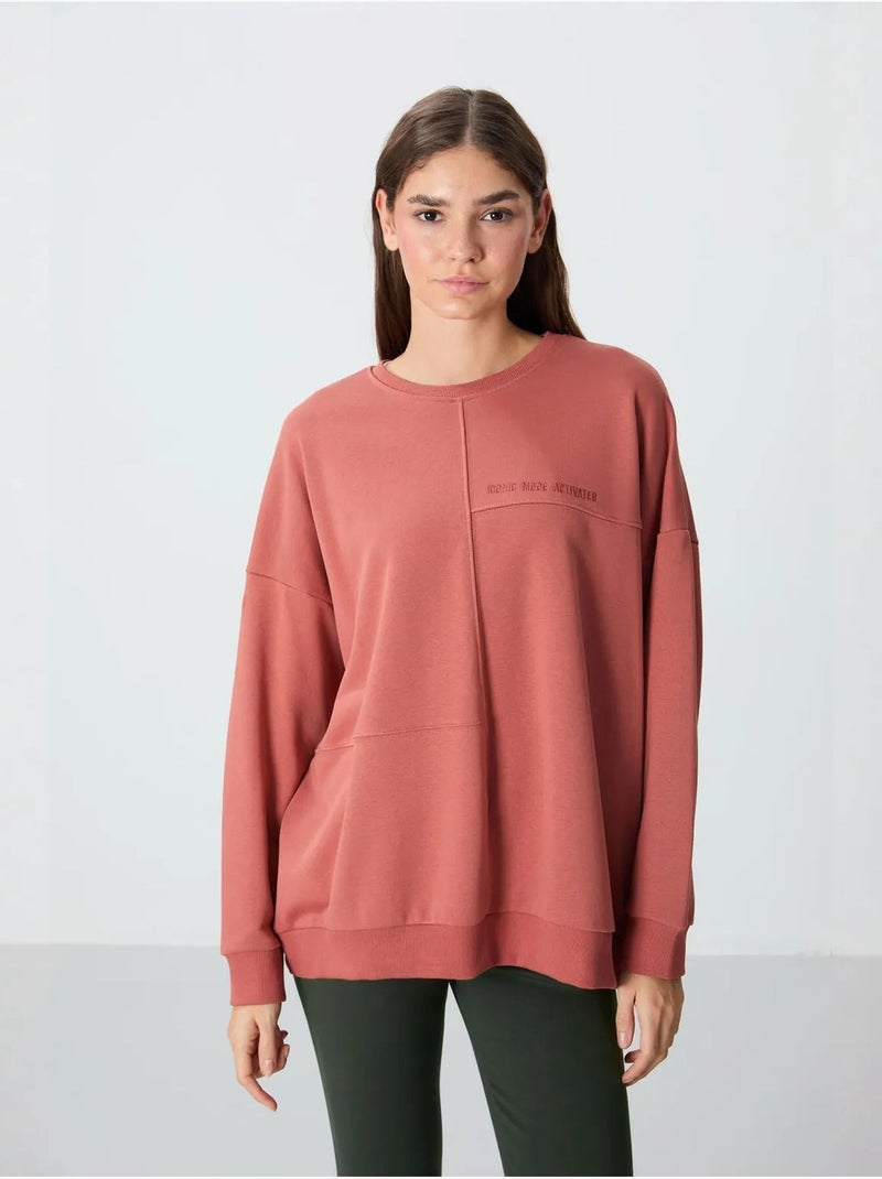 Felpa oversize con girocollo tommy Terracotta - Kiabi