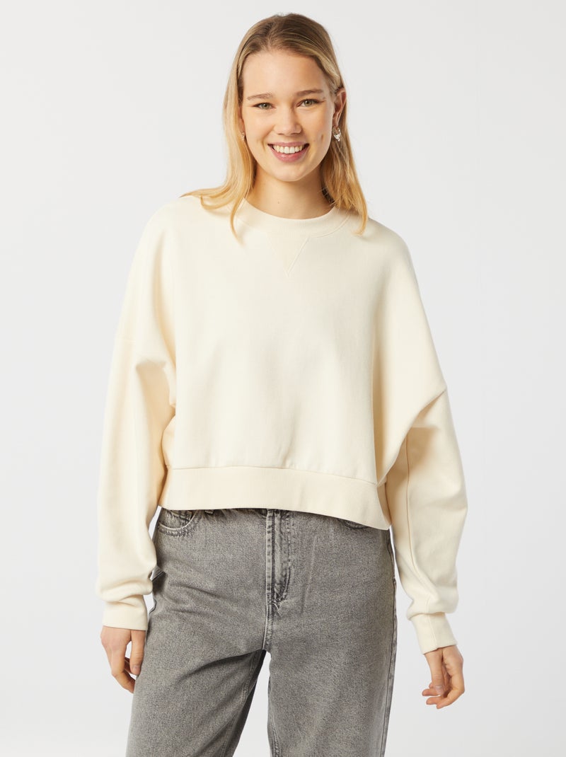 Felpa oversize con scollo tondo BEIGE - Kiabi