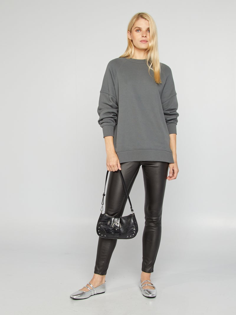 Felpa oversize con scollo tondo GRIGIO - Kiabi