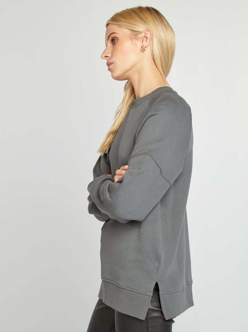 Felpa oversize con scollo tondo GRIGIO - Kiabi