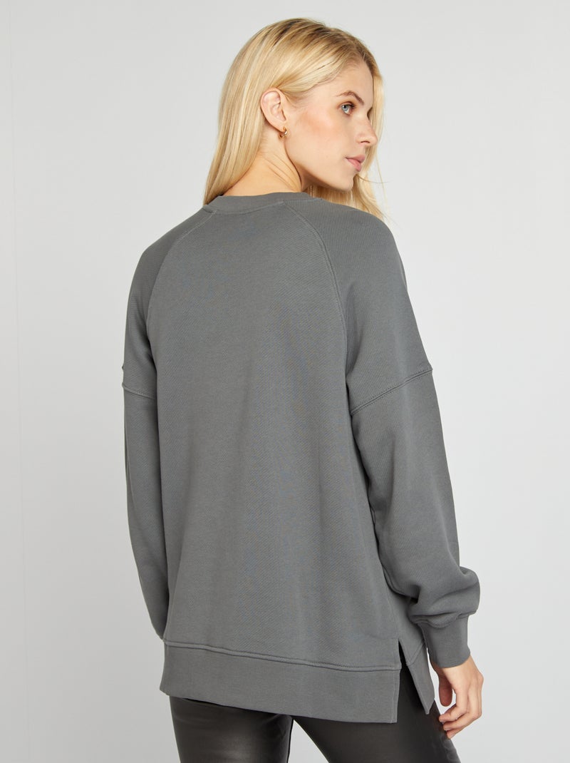 Felpa oversize con scollo tondo GRIGIO - Kiabi