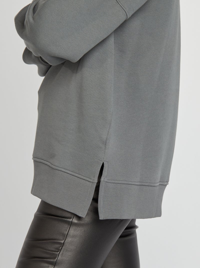 Felpa oversize con scollo tondo GRIGIO - Kiabi