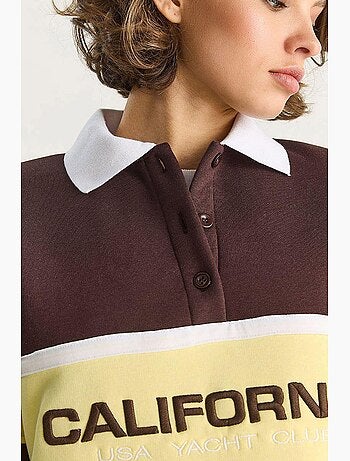 Felpa oversize con stampa e colletto polo lucci