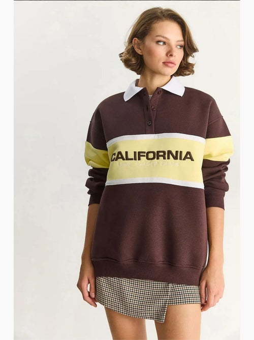 Felpa oversize con stampa e colletto polo lucci - Kiabi