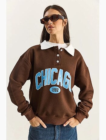 Felpa oversize con stampa lucci