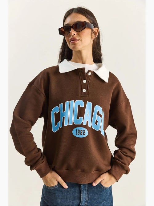 Felpa oversize con stampa lucci - Kiabi