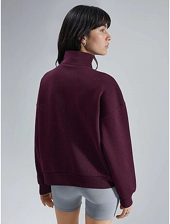Felpa oversize con stampa testuale e colletto con zip busem