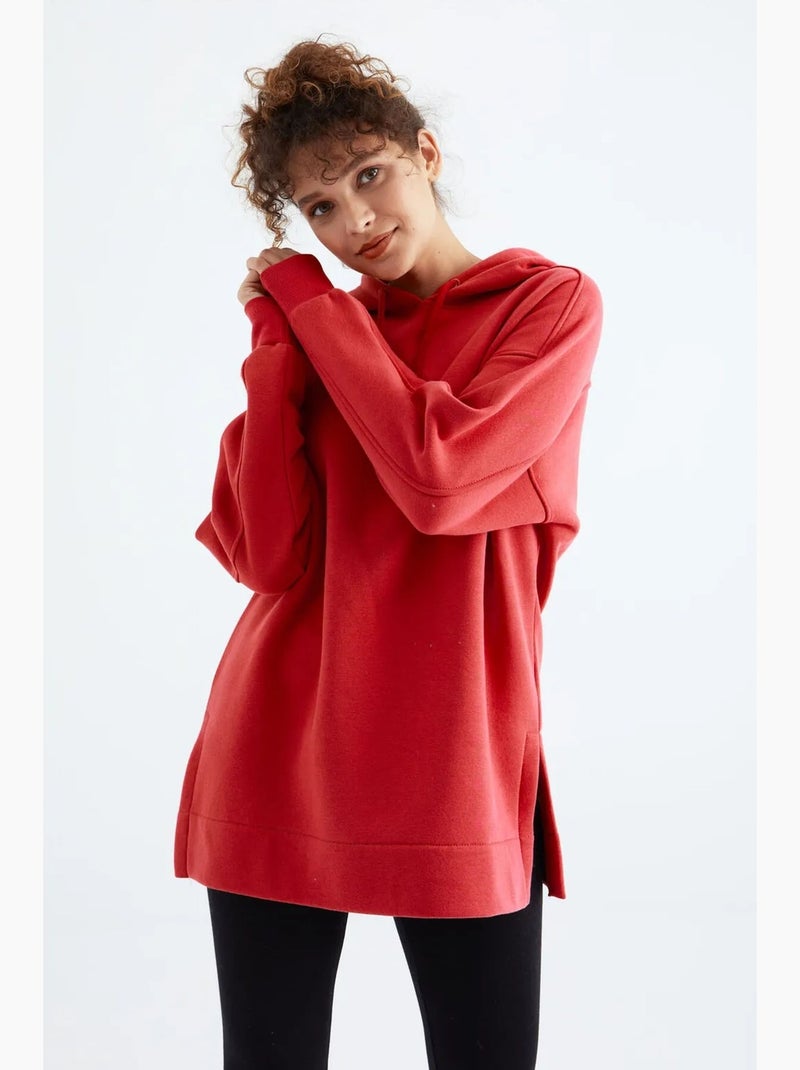 Felpa oversize con tasca tommy Rosso - Kiabi