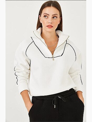 Felpa oversize crop con mezza zip lucci
