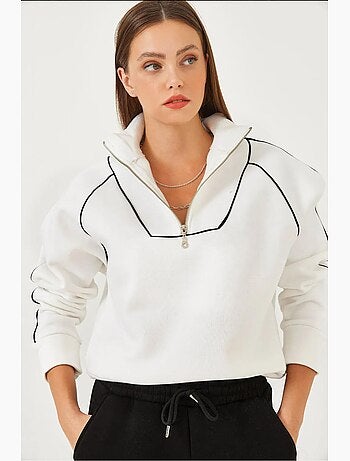 Felpa oversize crop con mezza zip lucci