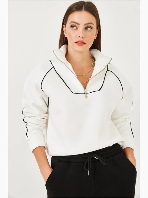 Felpa oversize crop con mezza zip lucci - Kiabi Felpa oversize crop con mezza zip lucci - Kiabi